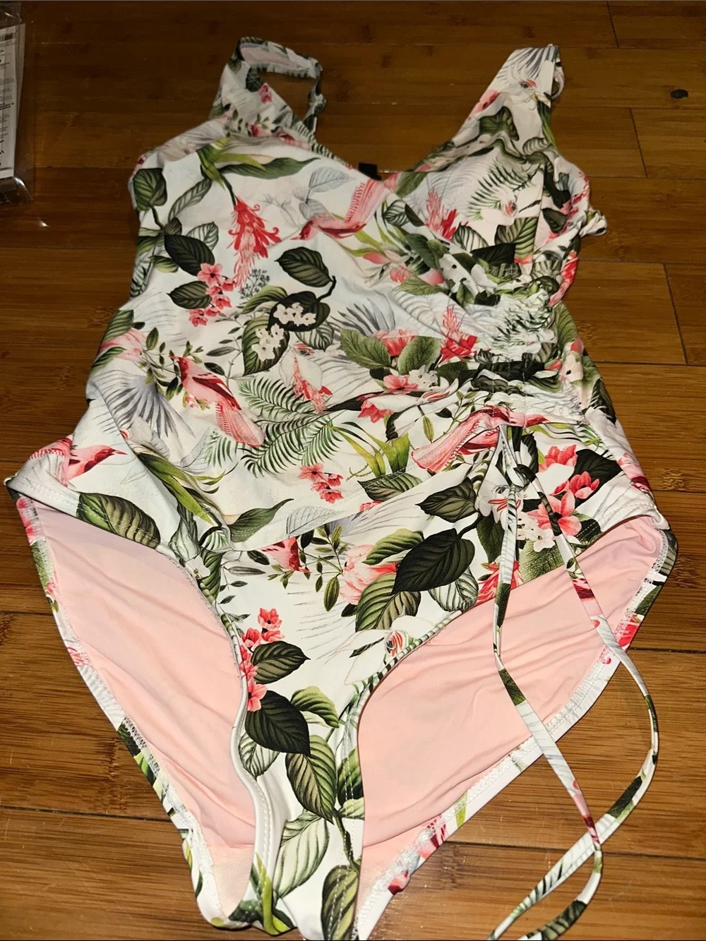 Floral One-Piece women's ' Swimsuit in White with Pink & Green by niptuck